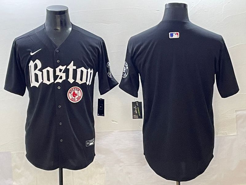 Men 2025 Boston Red Sox Blank Black Five generations Joint Name Nike MLB Jersey style 4->boston red sox->MLB Jersey